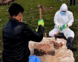Preparing deceased for traditional Tibetan burial
