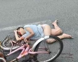 Crushed Chinese cyclist