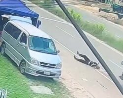 Guy ends his life by jumping in front of truck
